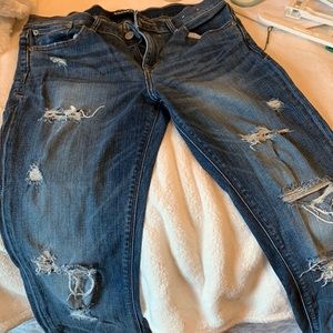Express super distress skinny ankle stretch denim